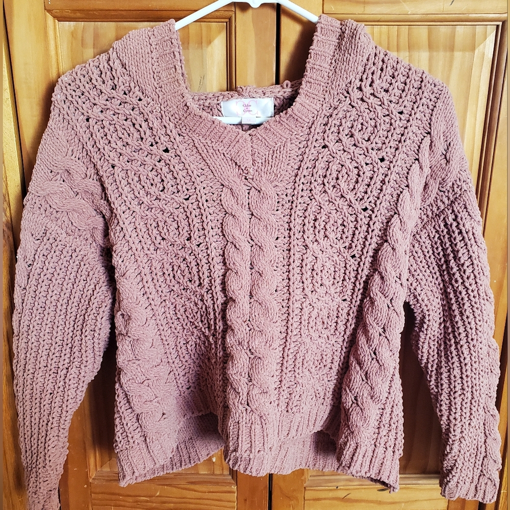 🌻 3/$20 Deal! Chunky Mauve Cable Knit Cardigan